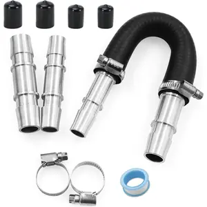 626-001 Upgrade Aluminum Engine Heater Core Bypass Kit with 5/8" 3/4" Hose Fit for Most Common Heater Hoses with seal tape & cap