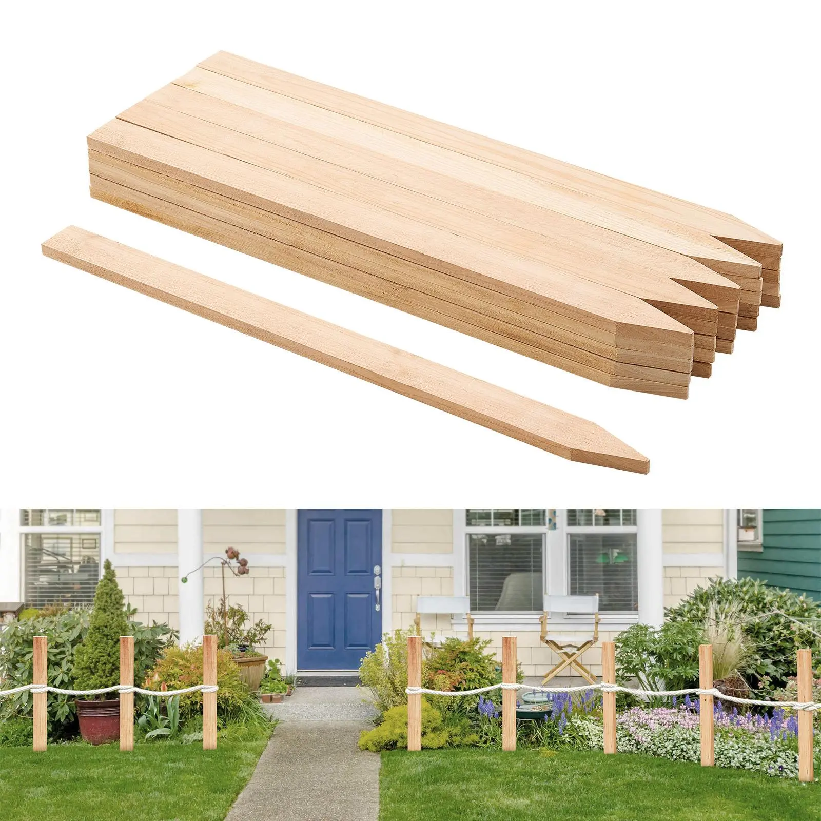 【SummerFinds】VEVOR Wooden Garden Stakes, 25 Pcs 24 x 0.5 x1.5 in Survey Grading Stakes, Garden Ground Stake with Sharp Point, Fir Wood Plant Support Stake, Sign Posts for Silt Fence Backyard Boundaries Baselines