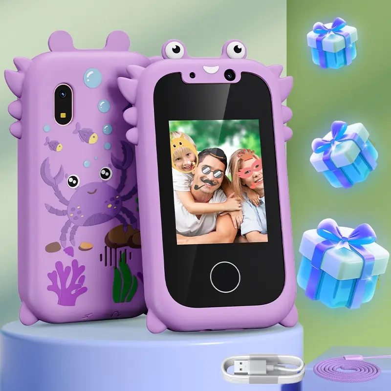 Multifunctional Kids Portable Learning Phone Toy, Smart Digital Camera Toy for Ages 3-12, Touchscreen Dual Cameras Educational Games Gift