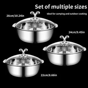 Stainless Steel Cookware Set with Lids, High-Quality Food Grade Material, Dishwasher Safe, Suitable for All Stoves, Kitchen Essential