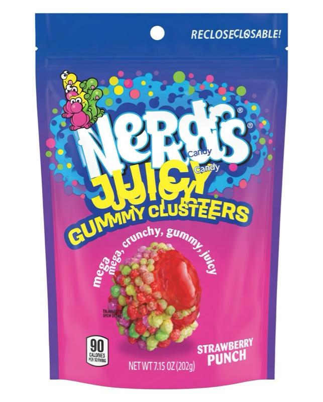 Nerds Juicy Gummy Clusterers Strawberry Punch Mega Crunchy Gummy Candy 90 Calories Per Serving