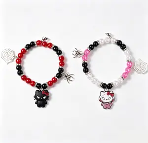 Sanrio Hello Kitty Spider-Man-themed Bracelet Set Pair Vibrant Designs for Fans Easy to Wear Comfortable Everyday Accessory