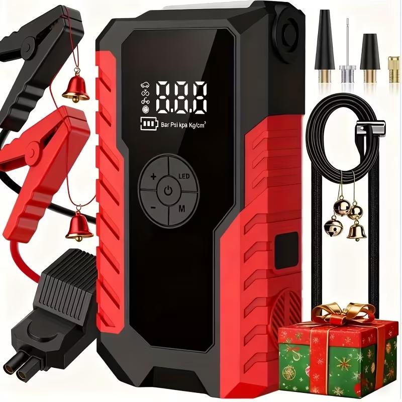 10000mAh Portable Jump Starter with Air Compressor 150PSI 12V Car Battery Jump Box for 8L Gas & 6.5L Diesel Engines Wireless Safe Clamps for Easy Use