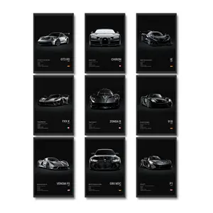 9pcs/set Unframed Luxury Famed P-Pagani Supercar Black HUAYRA BC CINQUE ZONDA R S F Modern Cool Design Poster Home living room Wall Art Garage Room Decor Art Wall Decoration