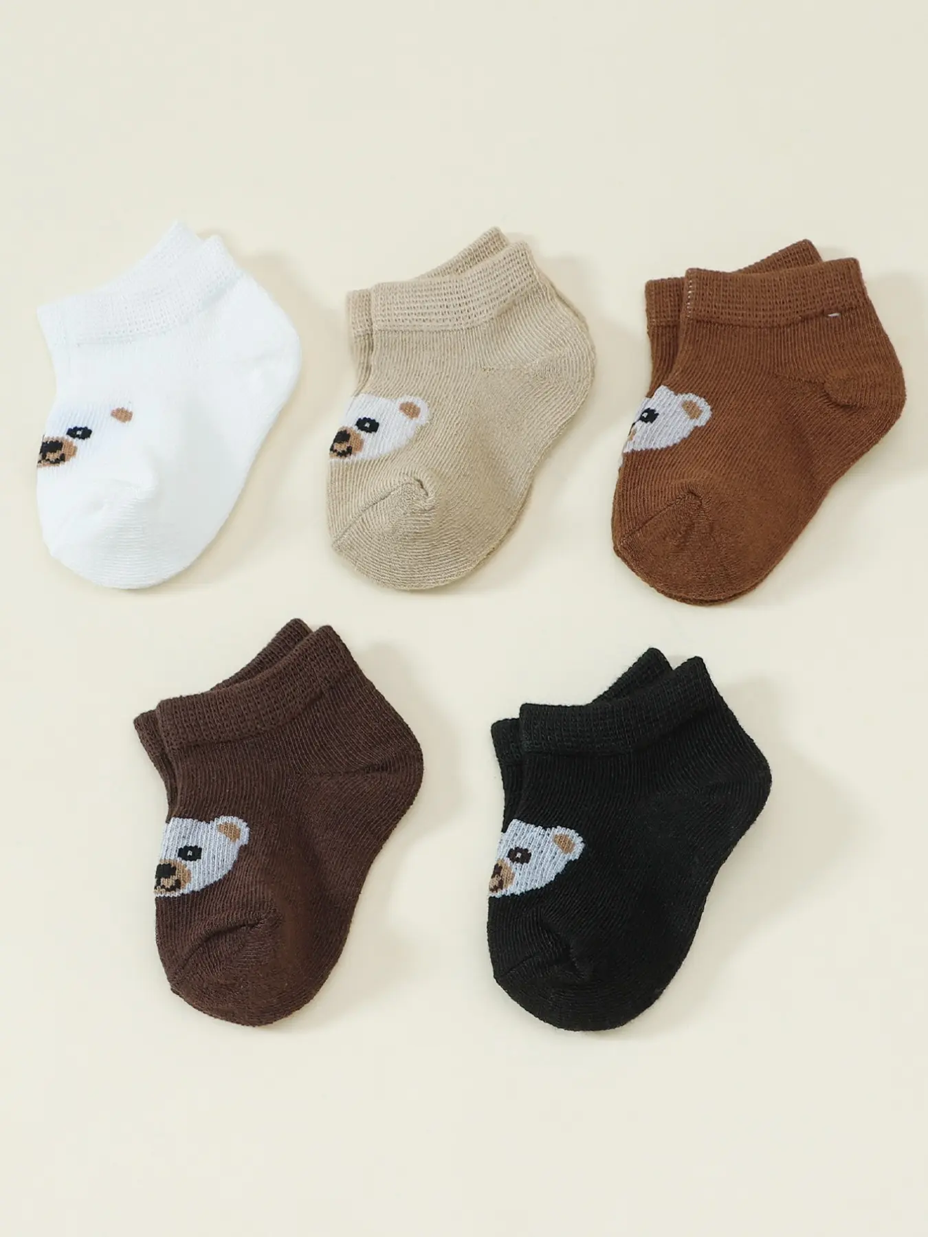 Cute Bear Head Baby Booties Solid Socks Set, Soft Comfy Socks, Soft Toddler Footwear, Perfect Gift for Newborns & Infants, Comfortable All-Day Wear