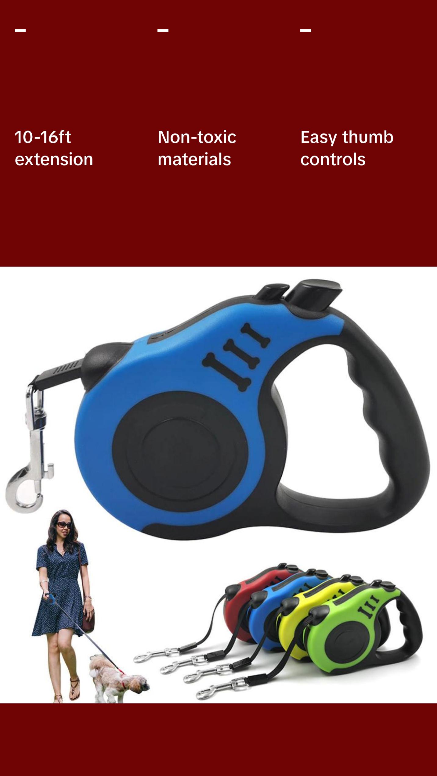 Automatic Telescopic Tractor Retractable Dog Leash, Pet Rope - MOQ 10 Pcs
