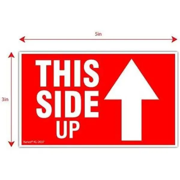3" X 5" This Side Up  Stickers for Shipping and Packing - 500 Permanent Adhesive Labels Per Roll, Excellent Adhesion, Glare Resistant