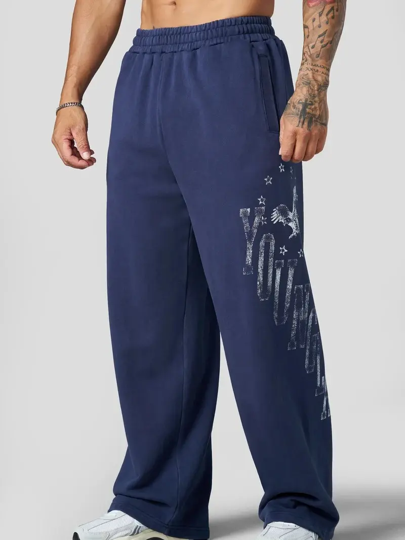 Youngla Eagle Golden Era Sweatpants – Vintage Hip Hop Streetwear Joggers, Y2K Retro Eagle Graphic Pants, Casual Unisex Sweatpants for Men Women, Everyday Lounge Wear, Travel Outfit, Gift