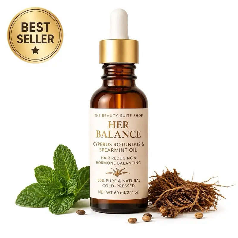 Her Balance PCOS Cyperus Oil- Hormone Support, Skin Balance + Hair Reduction (With Spearmint & Squalene Oil)