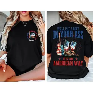 Toby Keiith We'll Put A Boot Shirt, Courtesy of the Red T-Shirt, Red White and Blue Shirt, 4th Of July Tee, Toby Keith TShirt - 2 Sided Printing Tees