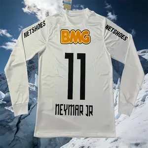 2011/12 Season Home Neymar #11 White Long-Sleeve Fan Edition Soccer Jersey