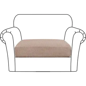 Stretch Couch Cushion Cover 1 Pack Individual Seat Slipcover with Elastic Bottom, Machine Washable Furniture Protector (1 Seat Cushion Cover, Sand)