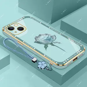 Suitable for [iPhone 14 Plus]phone case，affordable price,free beautiful four-leaf clover lanyard，exquisite and simple,High-end styles，drop-proof and fingerprint-resistant 995