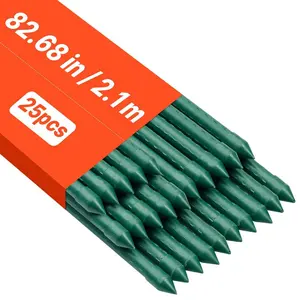 VEVOR Garden Stakes, 25 Pack, 82.68 inch, Plastic Coated Metal Tomato Stakes, Garden Sticks for Plants Support, with Pointed End and Non-Slip Bumps for Growing Climbing Plants, Outdoor Vegetables