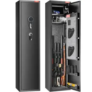 【DealsForYouDays】VEVOR 5 Rifles Gun Safe, Rifle Safe with Digital Keypad & Lock, Gun Storage Cabinet with Built-in Storage Locker, Removable Storage Shelf for Home Long Gun and Pistols