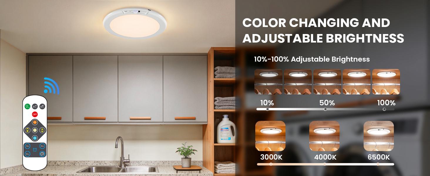 Rechargeable Motion Sensor Ceiling Light with Remote: Battery Operated Ceiling Light Wireless Indoor for Closets Shower, Closet, Stairs, Hallway, Pantry, 3 Color Temperatures Dimmable, 1Pack Rechargeable Motion Sensor Ceiling Light with Remote: Battery Operated Ceiling Light Wireless Indoor for Closets Shower, Closet, Stairs, Hallway, Pantry, 3 Color Temperatures Dimmable, 1Pack
