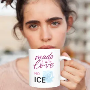 Made with Love, No ICE Ceramic Coffee Mug - Gift for Human Rights Political Activists and Protesters