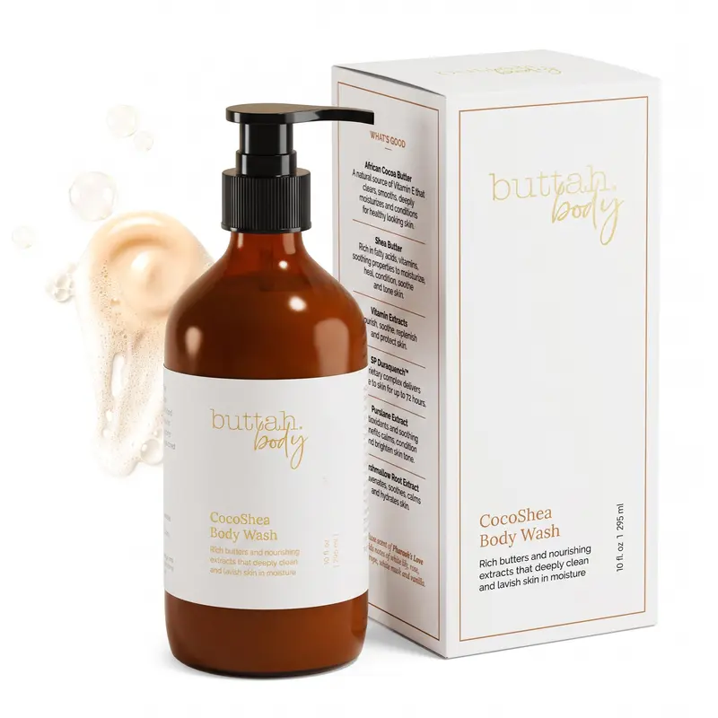 Moisturizing CocoShea Body Wash For Dry Skin w/Sandalwood & Warm Amber Scent