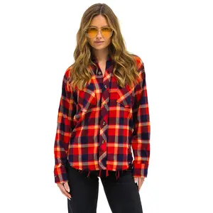 PLAID FLANNEL LIGHT WEIGHT UNISEX WESTERN SHIRT - RUGBY PLAID