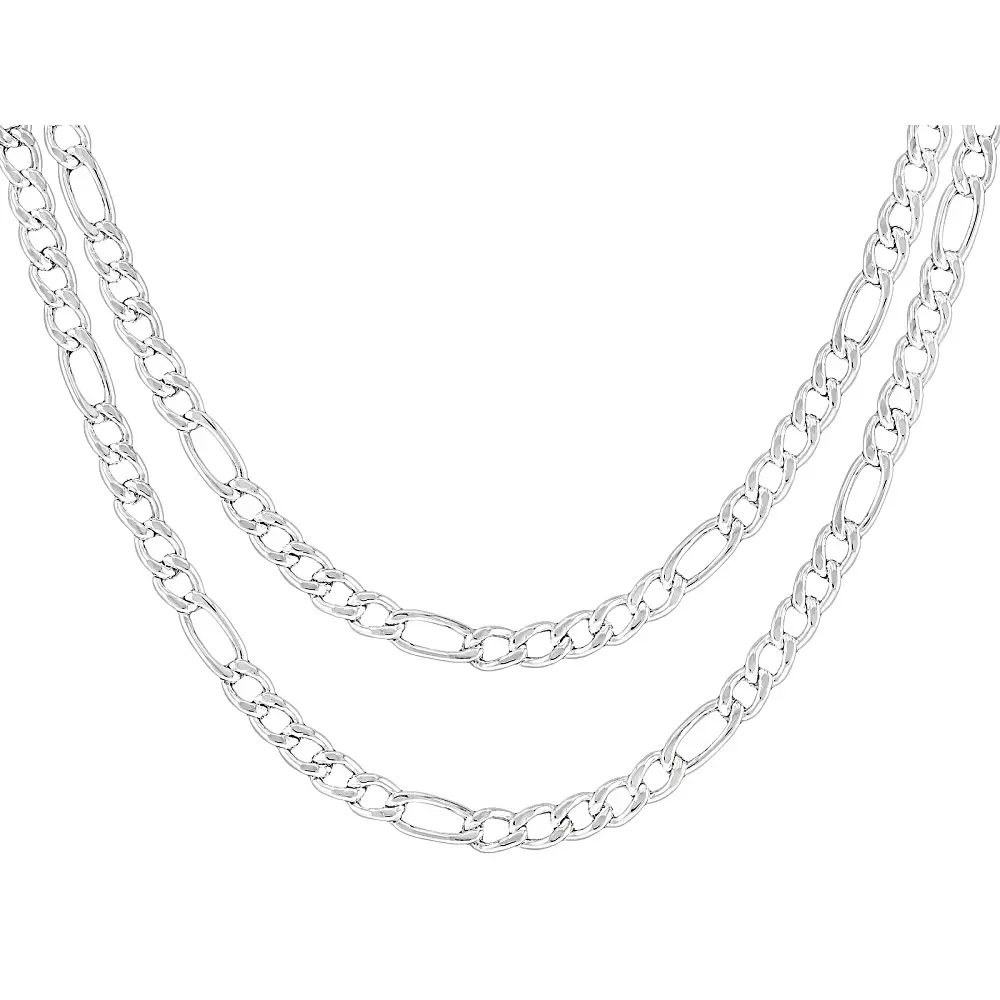 JTV Sterling Silver 4mm 18-20" Figaro Chain Set