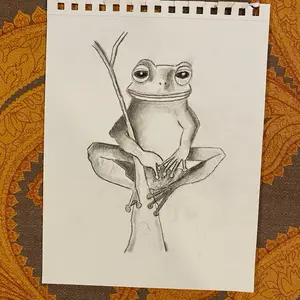 Tree frog 2, charcoal 9 x 12
