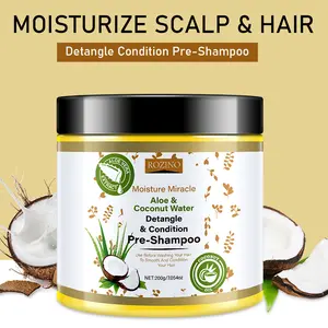 Rozino Moisture Miracle Aloe & Coconut Water Detangler & Conditioner Pre-Shampoo 200g - Minimizes Breakage Hydrates Strengthens Natural Coils Curls Haircare Cleanser