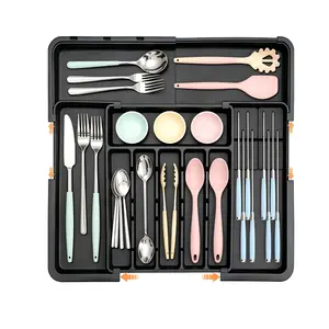 Expandable Silverware Organizer Tray – 9-Compartment Kitchen Utensil Drawer Divider for Forks, Knives & Spoons (13"-22"W)