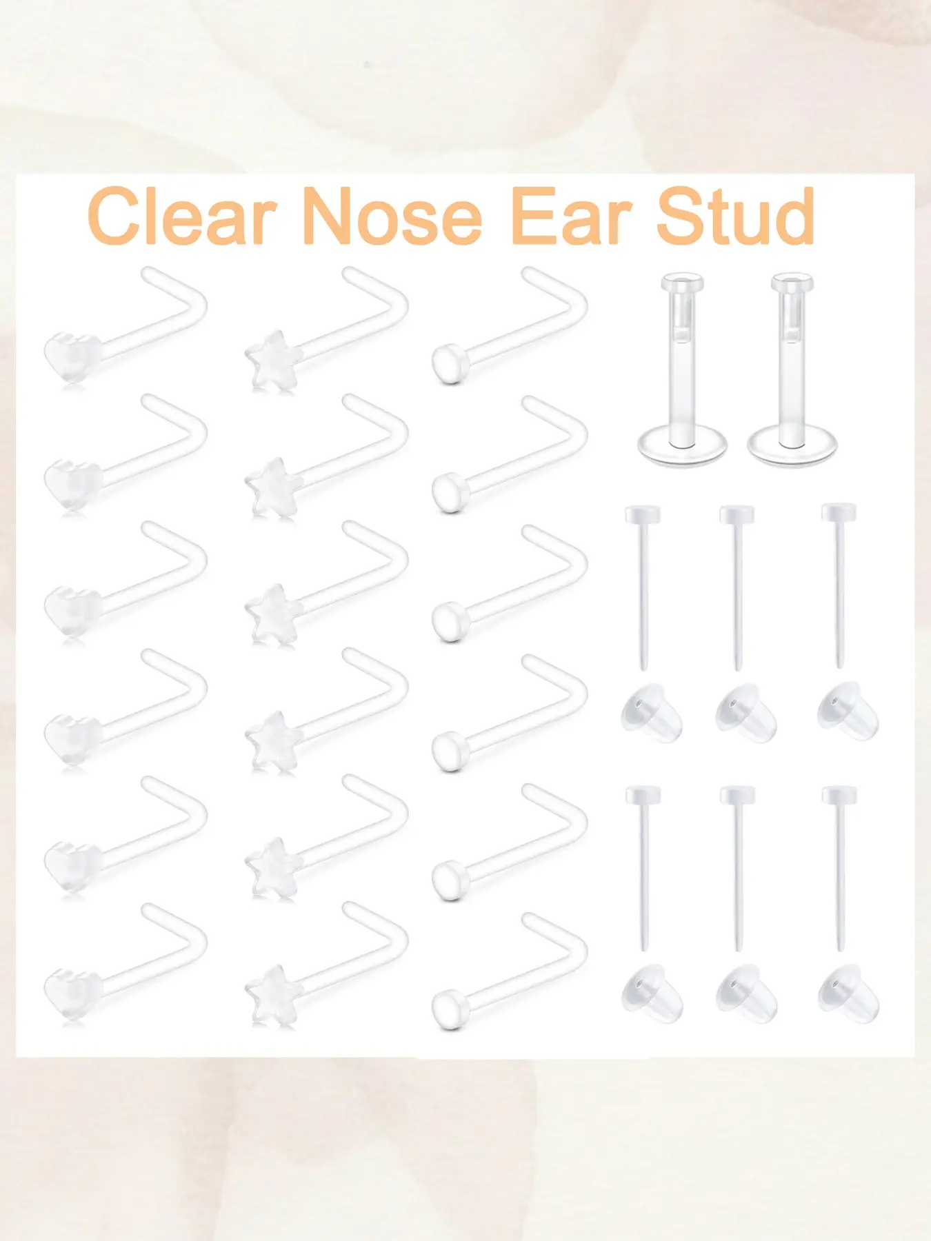 20g 18g Clear Nose Studs Clear Nose Rings for Work Plastic Earrings Piercing Retainers for Surgery Sport School Small Bioflex Invisible Ear Stud 16g Cartilage Labret Lip Piercing Spacers Retainer Nose Piercing Jewelry Body Piercing Jewelry