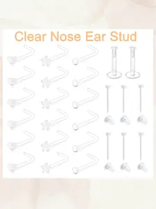 20g 18g Clear Nose Studs Clear Nose Rings for Work Plastic Earrings Piercing Retainers for Surgery Sport School Small Bioflex Invisible Ear Stud 16g Cartilage Labret Lip Piercing Spacers Retainer