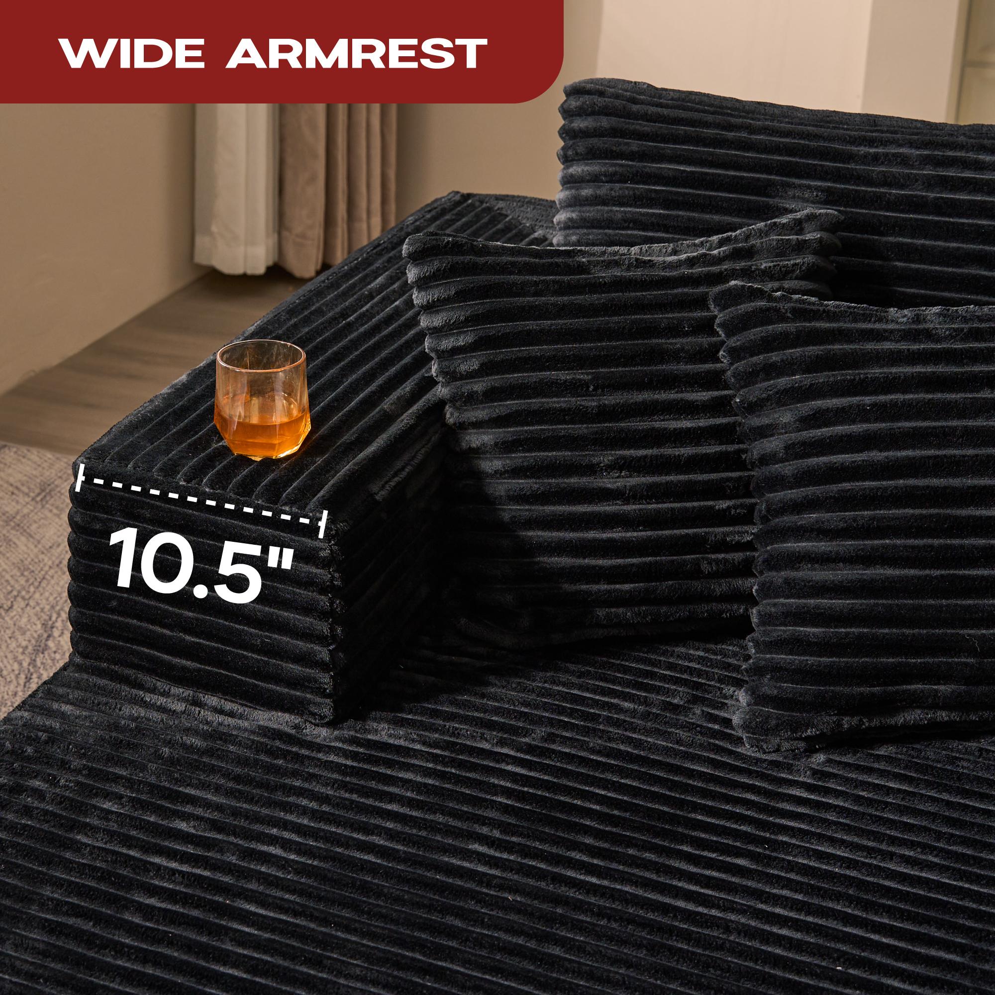 OOSWIFT L/U-shaped Modular Sectional Sofa, Compressed Corduroy Fabric, Modern Style Living Room Sofa Bed, Space-Saving Recliner Design - Convertible Corduroy Sectional Sofa