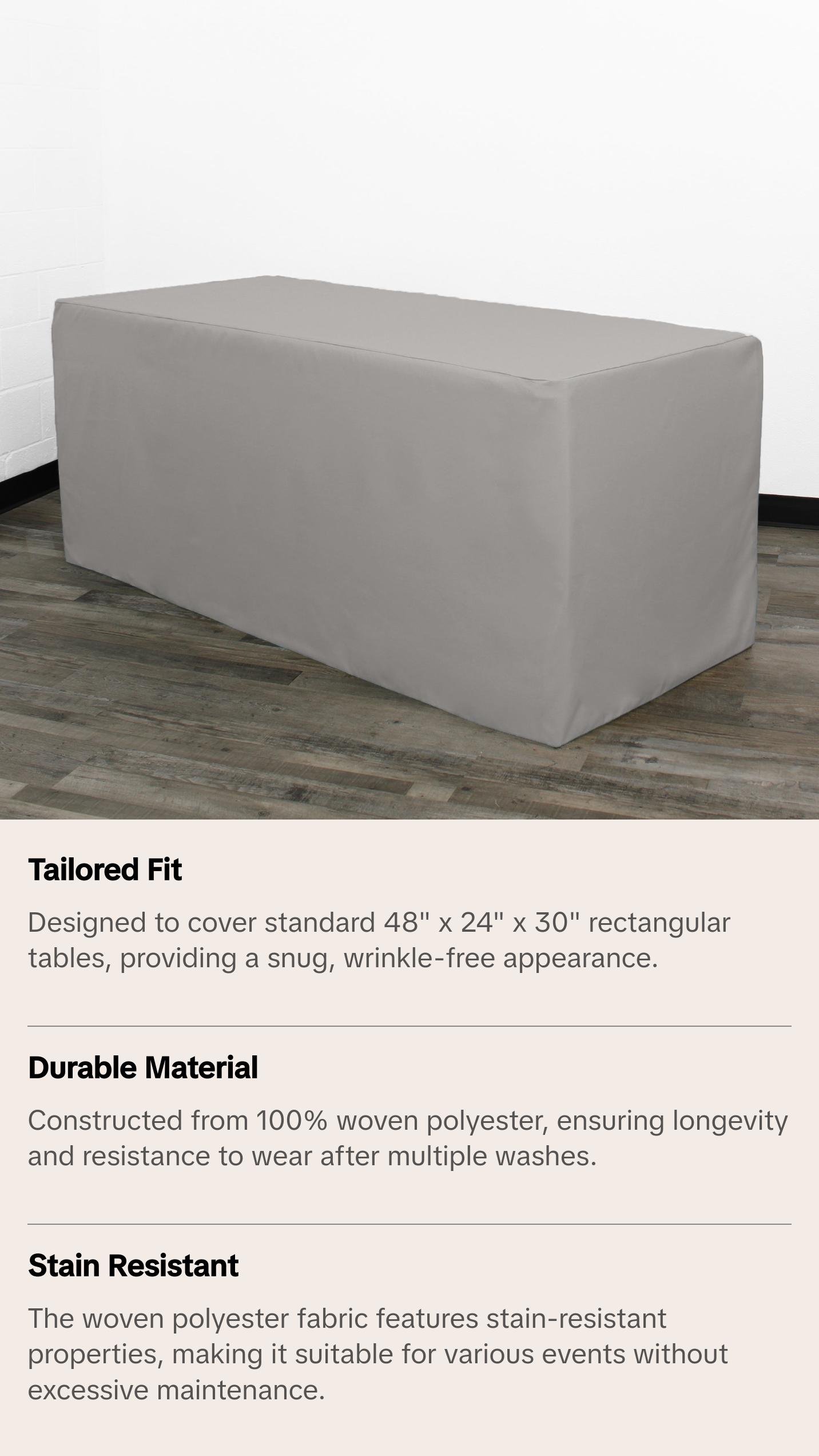 4 FT X 24 Inches Rectangular Fitted Polyester Tablecloth Gray