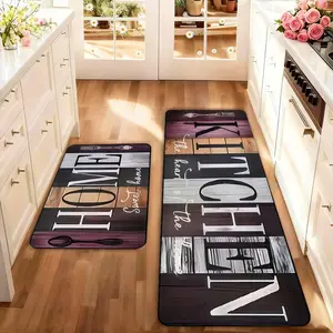 2 count Farmhouse Style Kitchen Rug Set, Farmhouse Kitchen Rugs, Washable Non-Slip Low Profile Floor Mats, Home Decor for Kitchen Laundry Room Hallway, Spring Summer Decoration