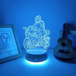 Modern Creative Motorcycle Boy 3D Night Light Led Neon Sign, USB Powered, Touch Switch Color Changing, Ideal Gift for Bedroom & Living Room Decor, Led Signs, Neon Accent Lights