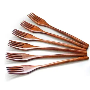 6Pcs Forks,Wooden Forks, Eco-friendly Japanese Wood Salad Dinner Forks Wooden Forks Set Reusable Handmade Natural Wood Flatware Set for Cooking Stirring Eating - Home Improvement.