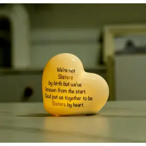Sisters by Heart Ceramic LED Heart Light – Inspirational Christian Gift, Scripture Friendship Night Light Décor