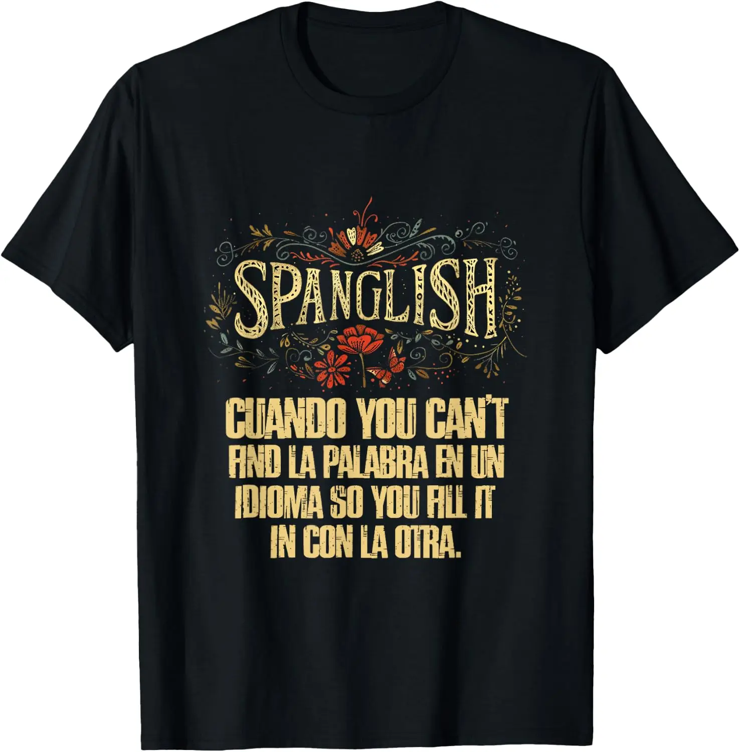 Women's Natural Cotton Shortsleeve Spanglish T-Shirt - Round Neck, Regular Fit, Soft Comfortable, All Seasons, Machine Washable, Sports-Inspired "In My Spanglish Era" Graphic Casual Streetwear Top