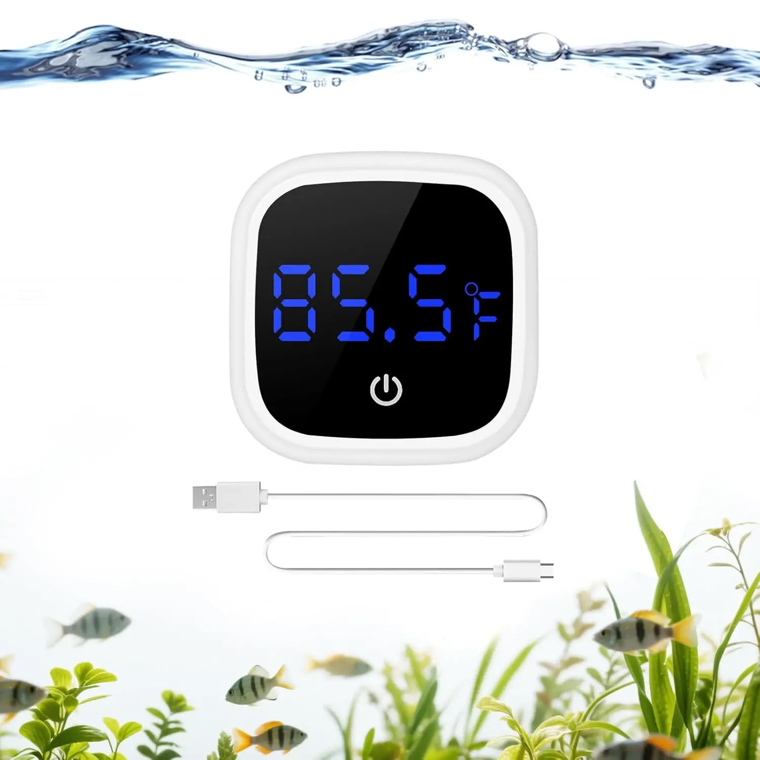Rechargeable Digital Aquarium Water Thermometer - Compact 1 Unit with HD LED Screen, ±1°F Display, Water Tanks Accessory for Fish Keepers’ Betta & Reptile Pets (Home Supplies), One Unit