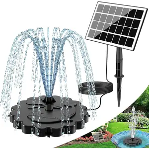 3.5W Solar Fountain Pump, All-Glass Panel Solar Water Pump Kit with Stake & 4 Anti-Drift Rods, 9.8FT Cable 8 Nozzles for Bird Bath, Garden, Backyard, Fish Tank