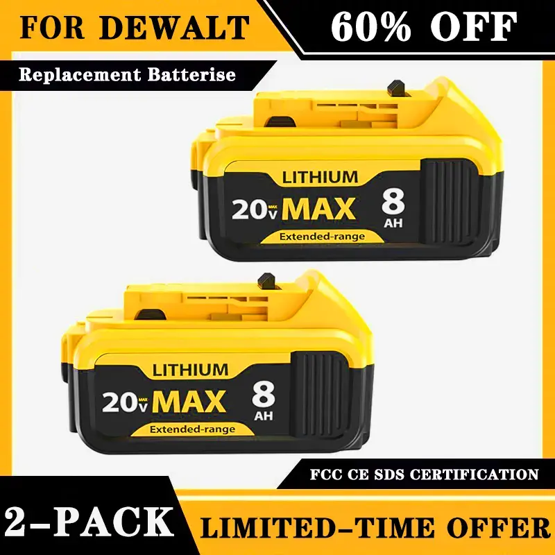 8.0Ah Replacement for Dewalt 20V Max  Lithium Batteries Compatible withDewalt Battery DCB208 DCB200 DCB204 Cordless Power Tools