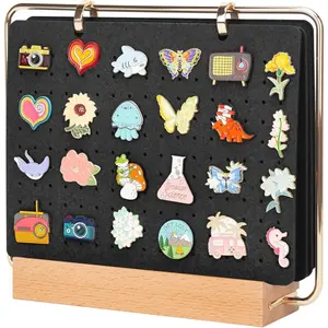 Pin Display Stand, 1 Count 6 Pages Pin Storage Rack, Pin Display Holder, Home Organizer for Badge, Button, Brooch, Jewelry, Gift for Pin Collector, Desk Organizer Tidy