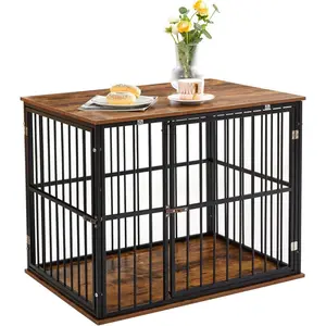 Small Heavy-Duty Steel Dog Crate Furniture, Modern Side Table with Removable Washable Cushion, Multi-Functional water dog adventure gear Breathable Elevated Cooling Dog Bed