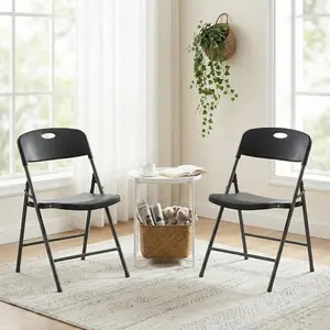 2-Pack White Plastic Folding Chairs with Back Support, 350 lbs Load Capacity, Space-Saving, for Indoor Outdoor, Home, Office & Various Occasions