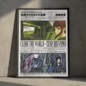 [ ANIME POSTER UNFRAMED - SALE UP TO 45% ] Serial Experiments Lain Anime Manga Poster Art Print, Nightmare of Fabrication Vintage Minimalist Japanese Wall Decor, Cyber Anime Aesthetic, TikTok Weirdcore Anime Art