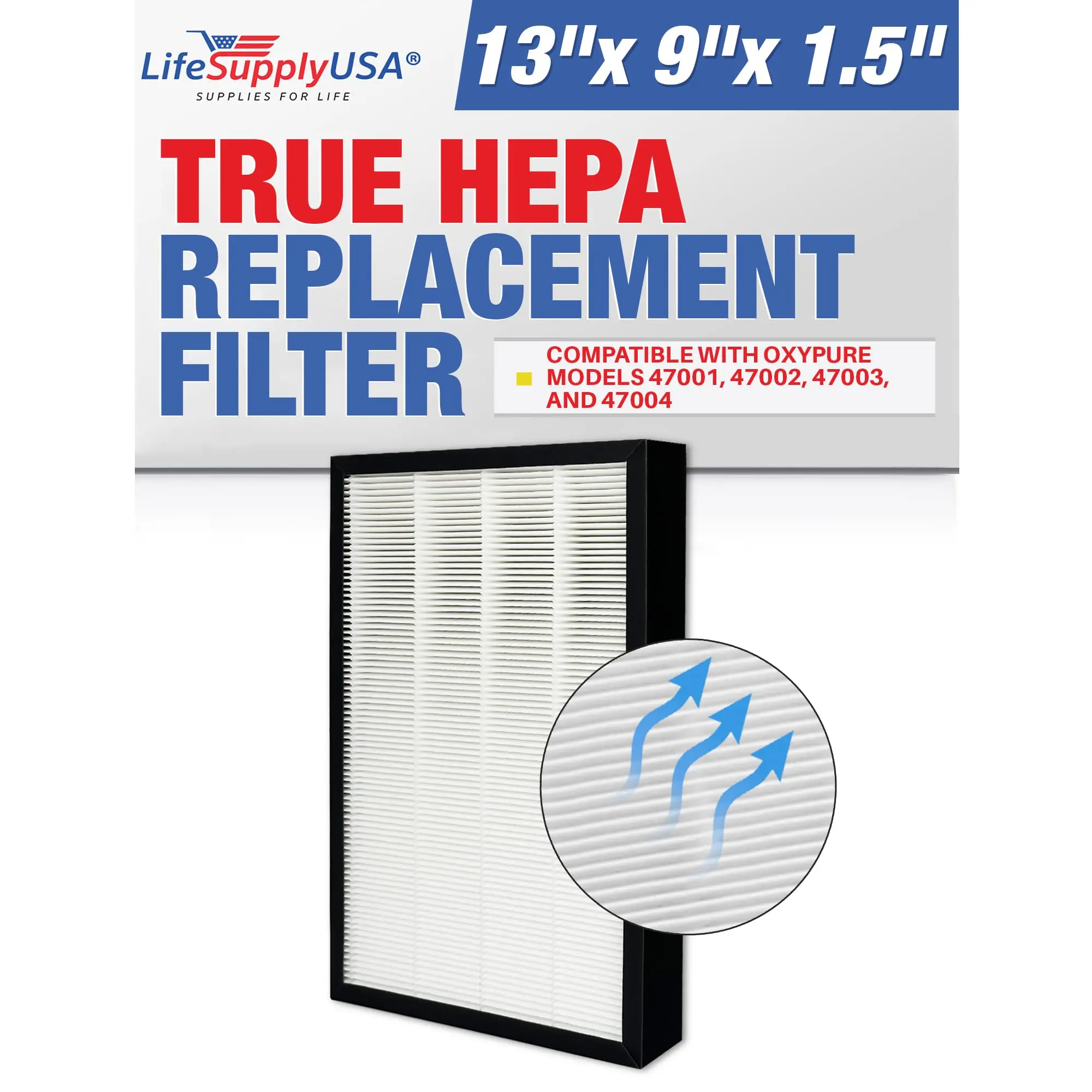 47001 HEPA + Carbon Filter Replacement Compatible with NuWave OxyPure Models 47001, 47002, 47003, 47004 -2-in-1 Air Purifier Filter Set by LifeSupplyUSA