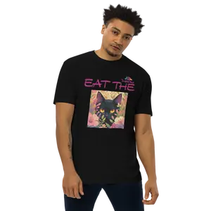 Men’s premium heavyweight tee Cotton Fabric. Eat The Cat . Anime Design Cat