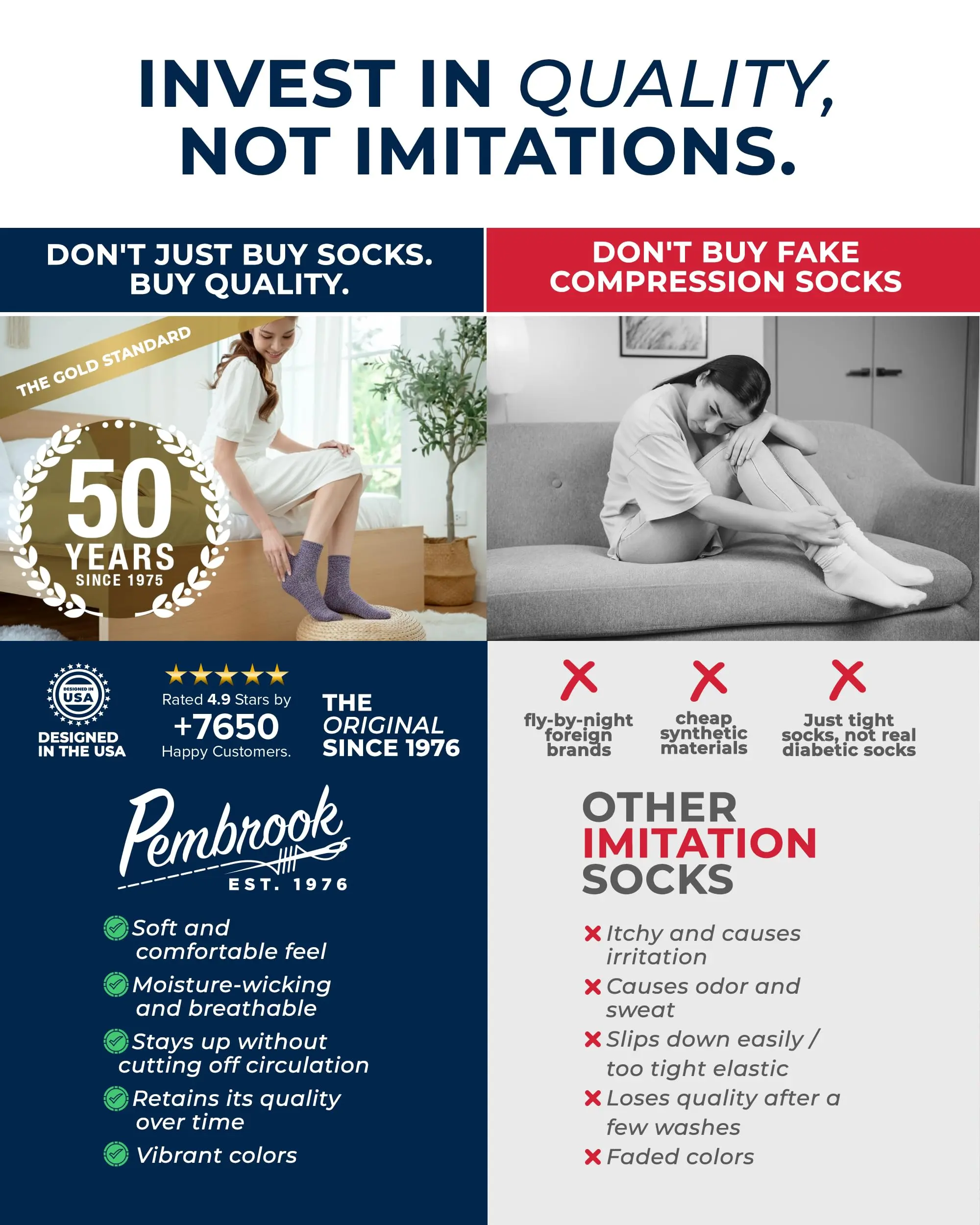 Pembrook Ankle Diabetic Socks | Neuropathy Relief | 6 Pairs in Multiple Colors Pembrook Ankle Diabetic Socks | Neuropathy Relief | 6 Pairs in Multiple Colors