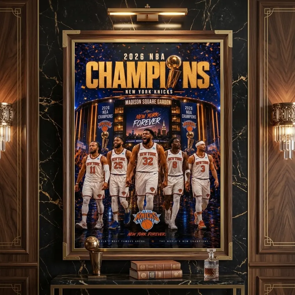 New York Knicks 2026 Championship Poster, Basketball Wall Art Print, Fan Room Decor, No Frame