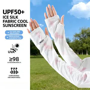 2Pair/4Pair gradient butterfly ice silk sunscreen sleeve, cute and fresh women's summer sunscreen UPF 50+arm cover, exposed finger design suitable for cycling, travel, daily travel