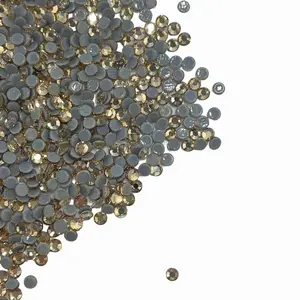ASFA233 Hot wholesale Golden Champagne Hot Fix Rhinestones Glass Material For Nails Art Brooch Apparel Shiny Embellishment
