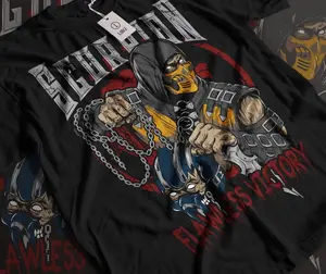 Mortal Kombat Scorpion Flawless Victory T-Shirt, Vintage Retro Gaming Graphic Tee, Vintage Style, Streetwear For Fans